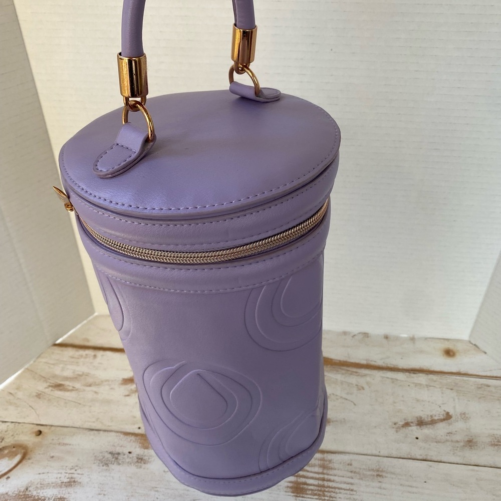 MONAT lavender cosmetics bag travel toiletries makeup purple NWOT cylindrical - Picture 12 of 15